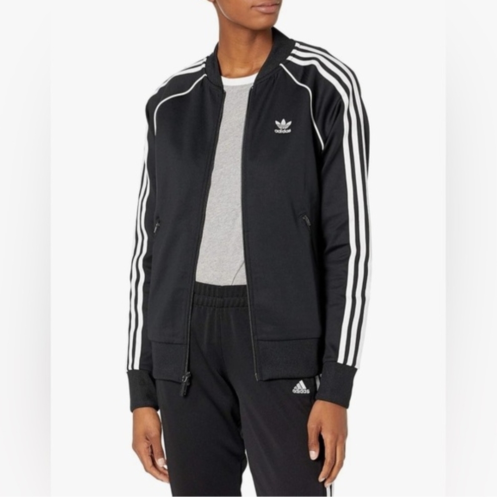 Adidas Original Classics SST Track trendy Y2K Jacket with White Stripes Sz L